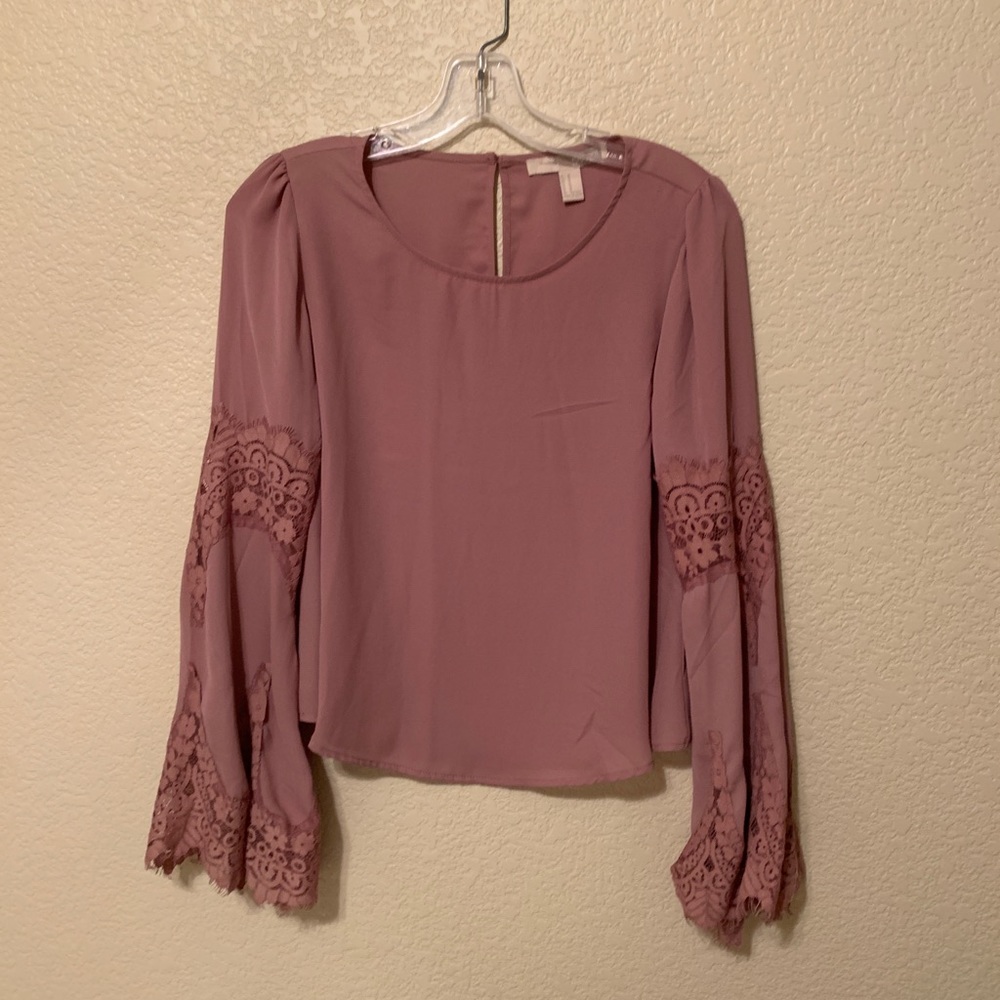 mauve bell sleeve blouse